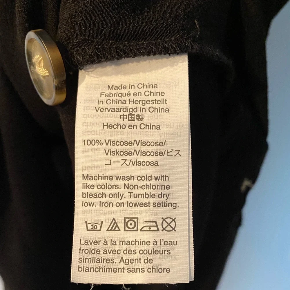 Last Call! Madewell Black V-neck Dress with Side Buttons, Small - Picture 7 of 8